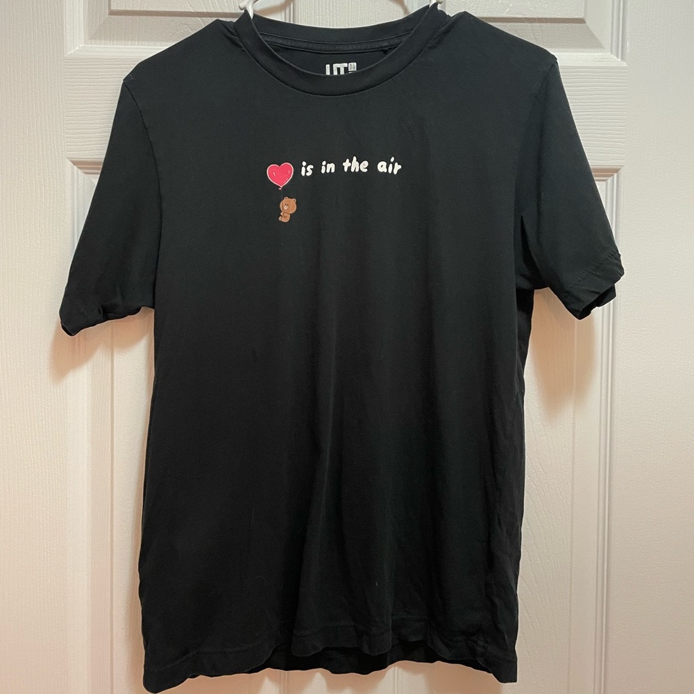 Uniqlo X Line Friends woman’s 100% Cotton Black T-Shirt